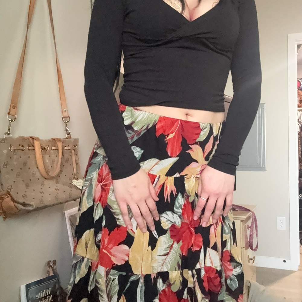 Floral Black Skirt
